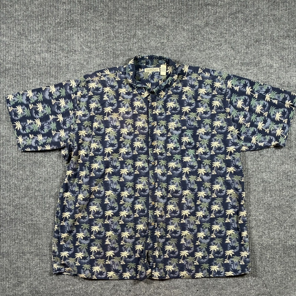 Natural Issue Mens Hawaiian Shirt 5XLT Blue Palm Tree Tropical Button Down Aloha